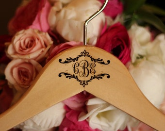 3 Personalized MONOGRAMMED Hanger- Engraved Bridesmaid Hanger- Wedding Dress Hanger