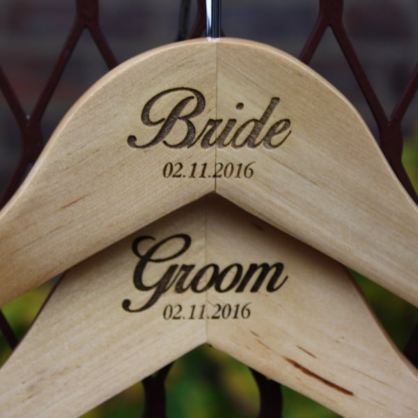 Bride and Groom Personalized  Hangers **Engraved** 2 personalized hangers
