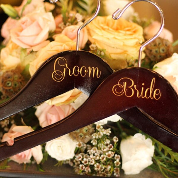 Bride and Groom Personalized  Hangers **Engraved** 2 personalized hangers