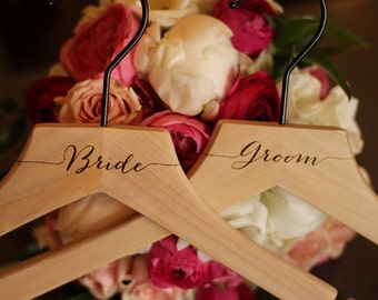 Bride and Groom Hangers **Engraved** 2 personalized hangers