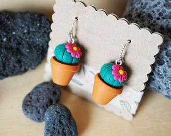 Fimo Cactus Succulent Plant pendant earrings - Different colors available