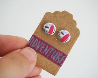 Gipsy Caravan stud earrings in polymer clay. Different colors available