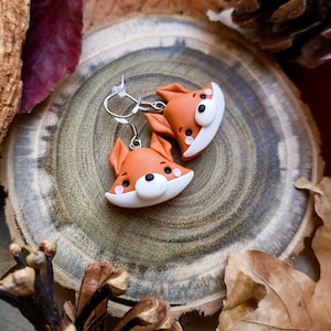 Kawaii Autumn fox earrings in polymer clay image 1