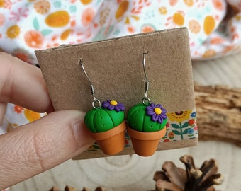 Fimo Cactus Succulent Plant pendant earrings - Different colors available