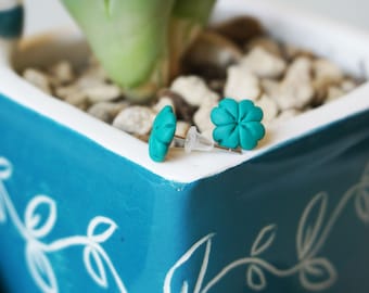 Fimo Four Leaf Clover stud earrings. Lucky earrings