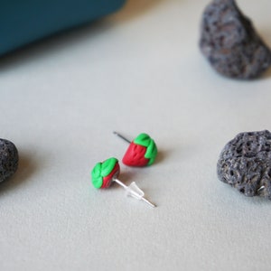 Fimo strawberry stud earrings. image 4