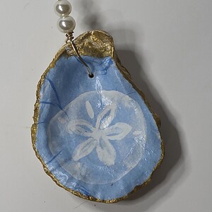 Oyster Shell Ornament REAL Oyster from Florida Sand Dollar Gulf Coast Gift Wedding Favor