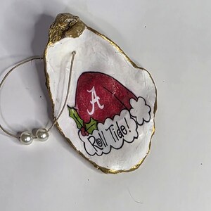 Oyster Shell Ornament - REAL Oyster from Florida - Christmas - Holiday - Gulf Coast - Gift - Coastal Decor - Alabama - College Football