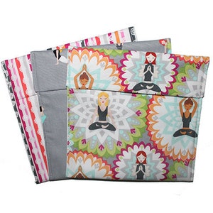 Yogi Gift, Yoga Bag, Reusable Snack Bags, Sandwich Bag Set, Mothers Day Gift, Coworker Gift, Gray Pink Orange, Fold Top Baggies, Small Gift