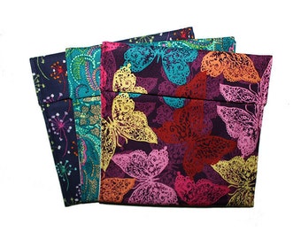 Bolsas de bocadillos de tela, Bolsa de bocadillos reutilizable, Juego de bolsas de sándwich, Mariposas arco iris, Regalo de mariposa, Impresión de diente de león, Bolsa Paisley, Regalo del Día de las Madres