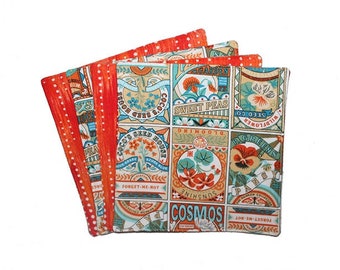 Semillas de flores, regalo para jardineros, toallitas de franela, regalo para el Día de la Madre, naranja y azul, servilletas medianas, toallitas de tela, servilletas reutilizables, regalo para compañeros de trabajo