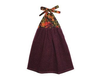 Toalla de mano granate, Decoración de Acción de Gracias, Toalla de corbata de vino, Decoración de calabaza, Anfitrión de Acción de Gracias, Madres púrpuras, Tela metálica, Toalla de mano de otoño