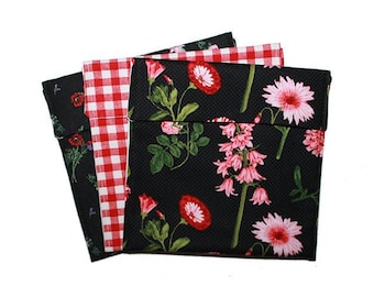 Bolsas de bocadillos de tela, Bolsa de bocadillos reutilizable, Juego de bolsas de sándwich, Regalo del Día de las Madres, Bolsa floral, Bolsas de bocadillos de tela, Regalo cosido, Cero desperdicios, Regalo pequeño