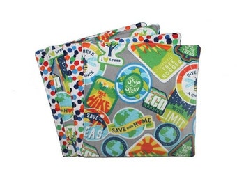 Eco Warrior, Toallitas de franela, Regalo para el Día de la Tierra, Servilletas de tela, Regalo para adolescentes, Vuelta al cole, Servilletas de tela, Lunares arcoíris, Regalo científico