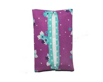 Soporte de pañuelo de viaje, estuche de pañuelo pequeño, accesorio de bolso, relleno de medias, regreso a la escuela, accesorio de mochila, flores de agua púrpura