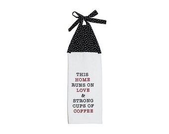 Toalla divertida, Regalo para el amante del café, Regalo para el calentamiento de la casa, Regalo de la anfitriona, Rojo blanco negro, Broma de café fuerte, Toalla de mano colgante, Toalla con percha