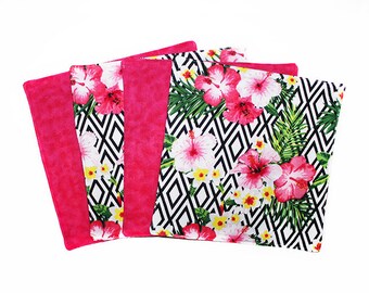 Hibiscus Napkins, Summer Napkins, Reusable Napkins, Adult Lunch Napkins, Packed Lunch Wipes, Work Napkins, Coworker Gift, Gifts Under 10