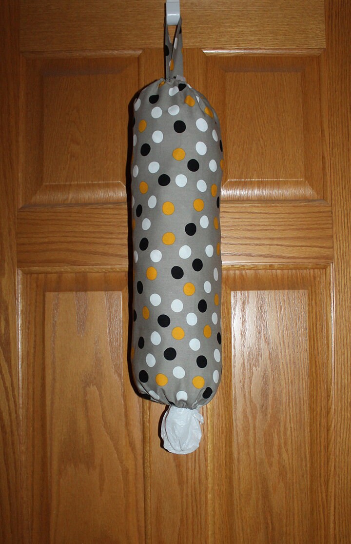 Fabric Bag Holder Long Bag Holder Gray Yellow Black Polka Etsy