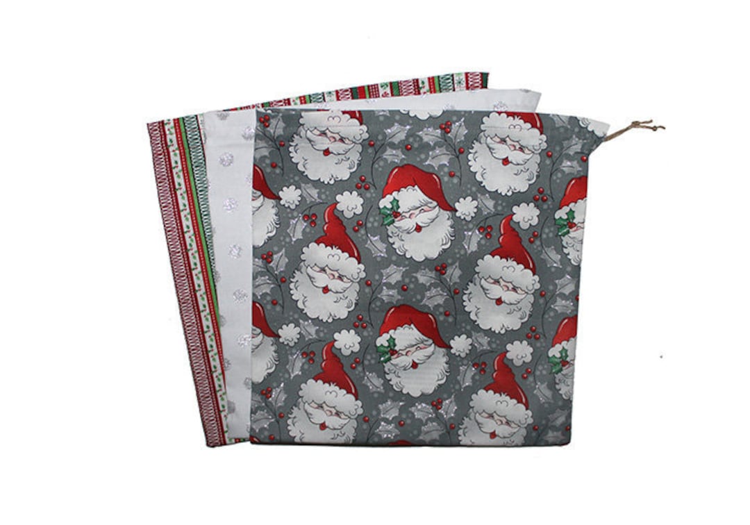 Santa Gift Bags, Kids Gift Bags, Fabric Pouch, Holiday Favor Bag