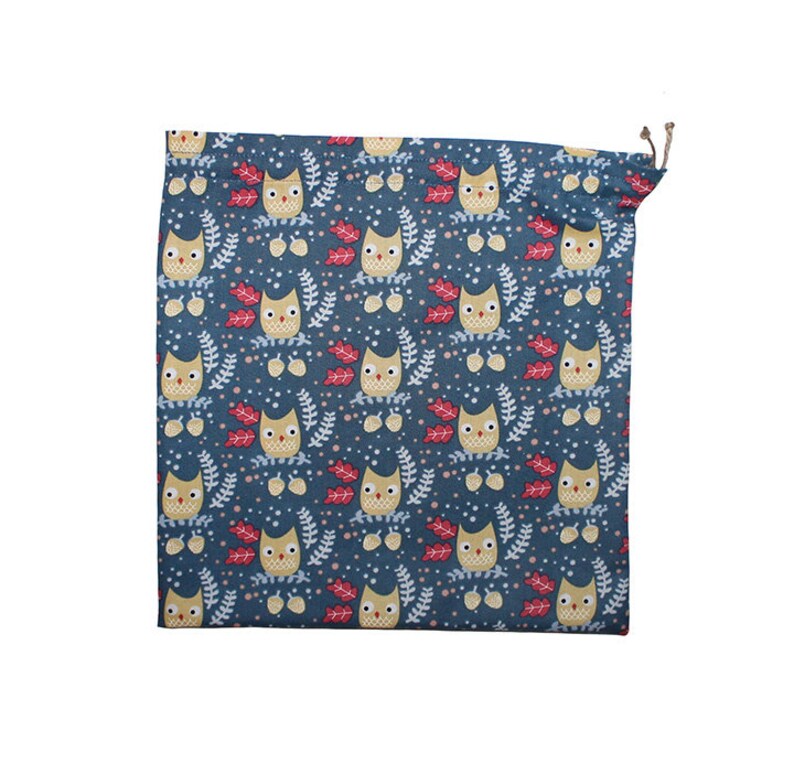 Blue Yellow Coral Fabric Gift Bags Cloth Bag Set Twine Bags Ruby Pincushion Owl Gift Bag Medium Bags Drawstring Pouch Eco Gift Wrap
