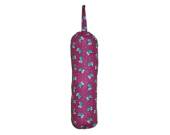 Dispensador de bolsas, Almacenamiento de bolsas colgantes, Soporte para bolsas de compras, Blanco azul púrpura, Mini estampado floral, Soporte para bolsas de comestibles, Almacenamiento en armarios, Regalo para anfitriones