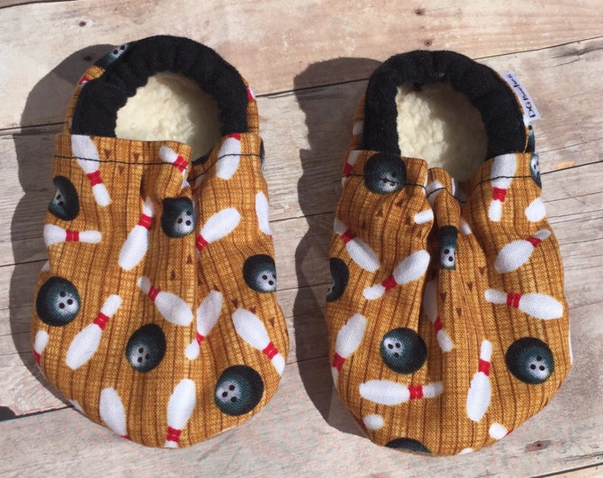 Bowling Booties, Bowling Moccs, Bowling Soft Sole Shoe, Baby Shower