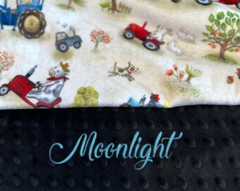 Farm Animal Blanket for  Baby Blanket Unisex Gift Personalized Minky Baby Blanket With Name, Horse Blanket, Cow Blanket, Farm Blanket