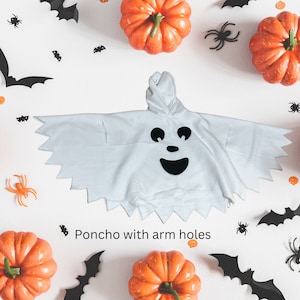 Ghost Car Seat Poncho Ghost Costume Kids Toddler Child Baby Poncho Traveling Warm Hooded Blanket Halloween Poncho