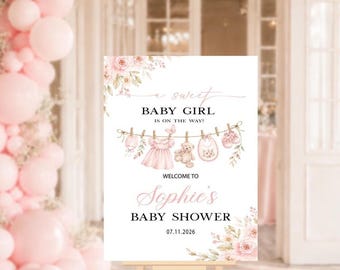 Sweet Baby Shower Welcome Sign, Sweet Baby Girl is On the Way Baby Shower Sign,  Sweet Baby Is On The Way Sign Digital