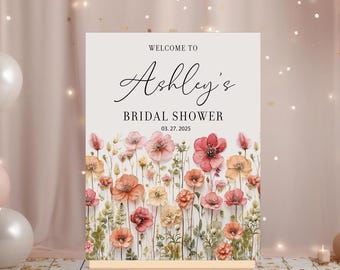 Wildflower Bridal Shower Welcome Sign, Floral Bridal Brunch Welcome Sign, Wildflower Bridal Shower Decor, Love is in Bloom Bridal Sign