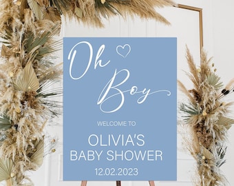 Minimalist Oh Boy Baby Shower Welcome Sign, Blue Baby Shower Sign, Oh Boy Baby Shower Decorations, Baby Shower Welcome sign