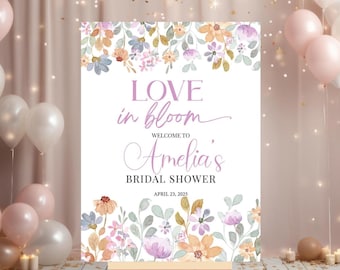 Love in Bloom Bridal Shower Sign, Floral Bridal Shower Welcome Sign, Spring Flowers Bridal Shower Sign, Floral Bridal Shower Decor