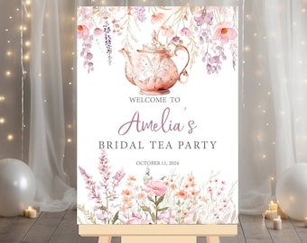 Bridal Shower Tea Party Welcome Sign, Bridal Brunch Welcome Sign, Tea Party Bridal Shower Decor, Custom Bridal Shower Sign