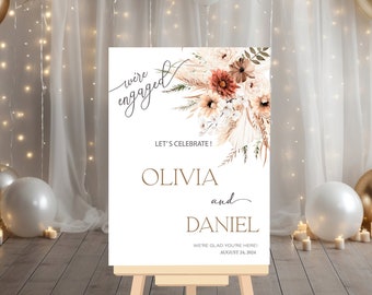 Boho Fall floral Engagement Party Welcome Sign, Boho Fall Engagement Party Welcome Sign, Engagement Party Decor, Fall Party Welcome Sign