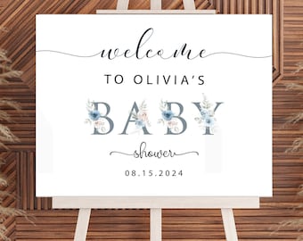 Floral Baby Shower Welcome Sign, Baby Shower Sign Decorations, Welcome Sign Theme Girl Boy Baby Shower Decor,