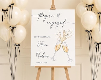 Minimalist Engagement Party Welcome Sign, They're Engaged Sign, Engagement Celebration Welcome Sign, Engagement Party Sign