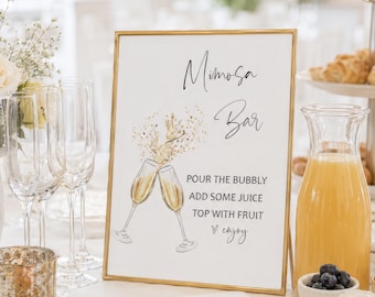 PRINTED + SHIPPED Mimosa Bar Sign, 8x10" Bridal Shower Mimosa Bar Sign, Champagne Bar Sign, Engagement Party Signage, Wedding Signs
