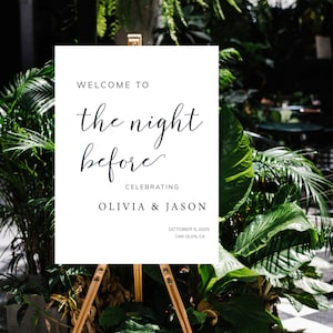 The Night Before Wedding Rehearsal Dinner Welcome Sign, Rehearsal Dinner Sign, The Night Before Sign, Minimalist Rehearsal Dinner Sign