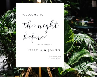 The Night Before Wedding Rehearsal Dinner Welcome Sign, Rehearsal Dinner Sign, The Night Before Sign, Minimalist Rehearsal Dinner Sign