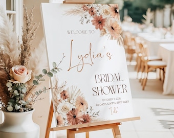 Printed + Shipped Boho Fall Floral Bridal Shower Welcome Sign, Fall Bridal Shower Deco, Fall Floral  Bridal Shower Sign
