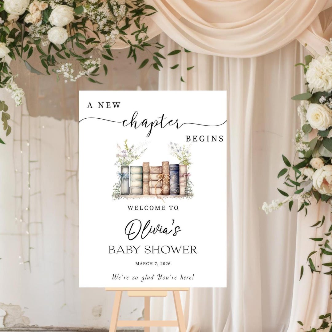 A New Chapter Begins Baby Shower Welcome Sign, Her Next Chapter Begins ...