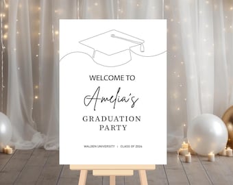 Graduation Party Welcome Sign, Custom Minimalist Graduation Welcome Sign, Printed Graduation Party Decor,  Graduation Welcome Sign