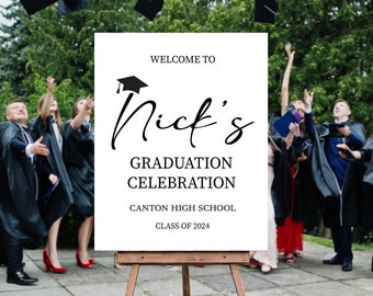 Graduation Party Welcome Sign, Custom Graduation Welcome Sign, Printed Graduation Party Decorations Senior College Grad Welcome Sign