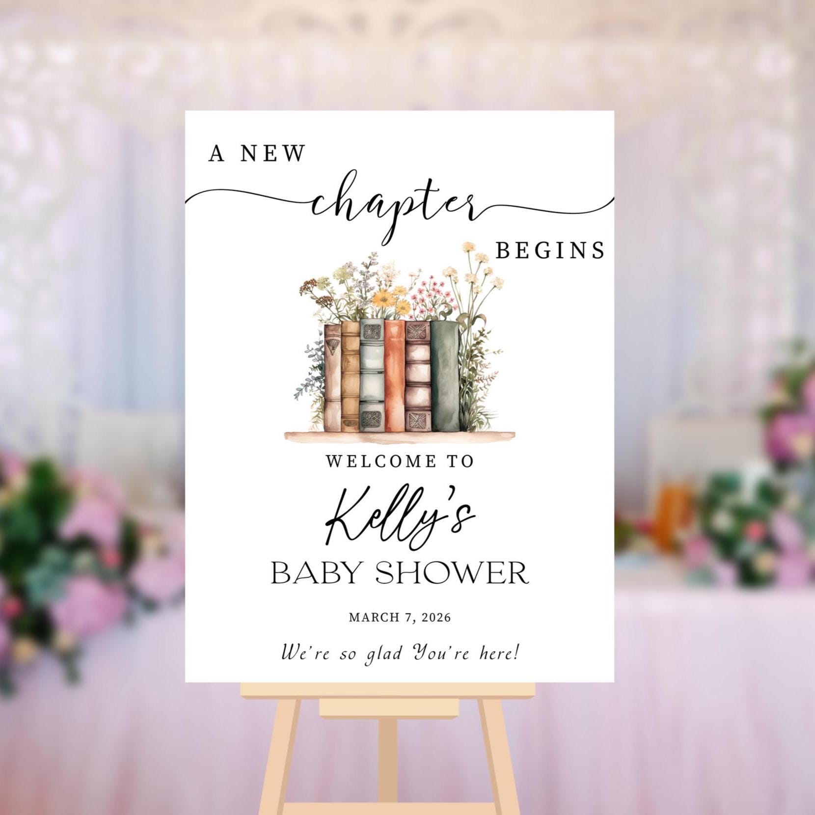 A New Chapter Begins Baby Shower Welcome Sign, Her Next Chapter Begins ...