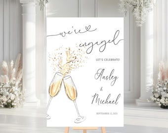 Engagement Party Welcome Sign, We're Engaged Welcome Sign, She Said Yes Engagement Party Welcome Sign, Let's Toast Engagement Party Decor