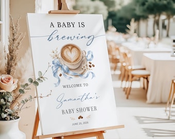 Coffee Baby Shower Welcome Sign, A Baby is Brewing Baby Shower  Welcome Sign, Espresso Coffee Bean Theme Decor, Printed + Shipped