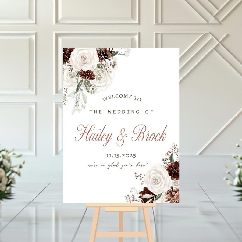 Winter Wedding Welcome Sign, Fall Boho Wedding Welcome Sign Decor ...