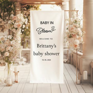 Baby In Bloom Baby Shower Welcome Sign, Fabric Baby Shower Welcome Sign, Custom Signage for Party, Baby Shower banner, Party Banner