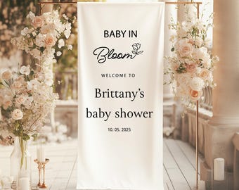 Baby In Bloom Baby Shower Welcome Sign, Fabric Baby Shower Welcome Sign, Custom Signage for Party, Baby Shower banner, Party Banner