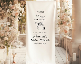 Honey Bee Baby Shower Welcome Sign, A little Honey on the way Baby Shower Fabric Sign, Custom Sign for Party, Baby Shower Fabric Banner